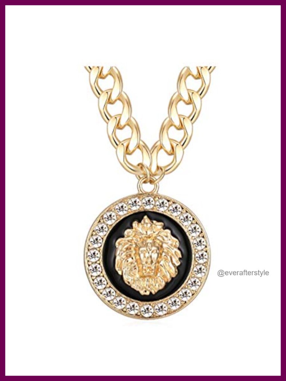 Gold-Plated Lion Head Pendant Necklace Chunky Chain Choker Statement Jewelry